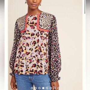 Anthropologie Joelle leopard blouse size M
